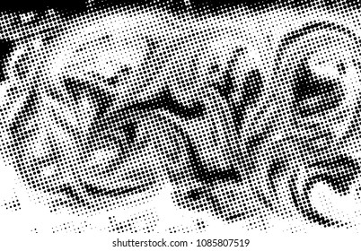 Black and white grunge texture. Abstract halftone background. Vector pattern.