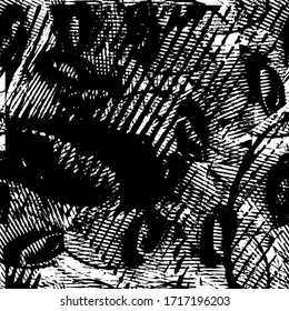 Textura de grano negro y blanco. Aspecto abstracto de tinta. Pinturas caóticas. Superficie sucia. Patrón vectorial de puntos