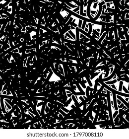 Black and white grunge texture. Abstract seamless background. Monochrome ink stain pattern