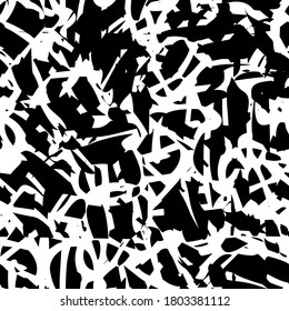 Black and white grunge texture. Abstract seamless background. Monochrome ink stain pattern