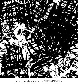 Black and white grunge texture. Abstract seamless background. Monochrome ink stain pattern