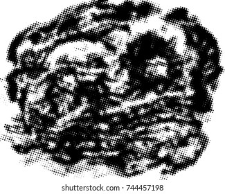Black and white grunge texture. Abstract halftone background. Vector pattern