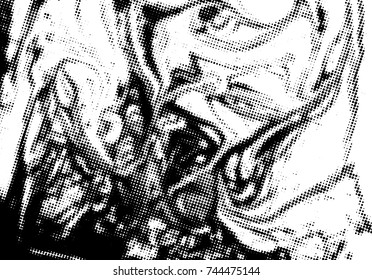 Black and white grunge texture. Abstract halftone background. Vector pattern.
