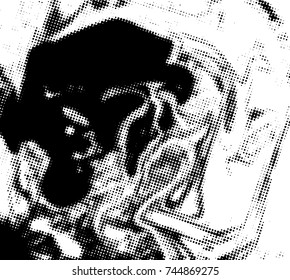 Black and white grunge texture. Abstract halftone background. Vector pattern