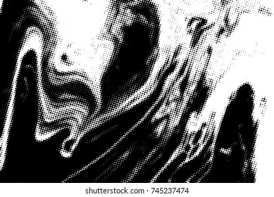 Black and white grunge texture. Abstract halftone background. Vector pattern