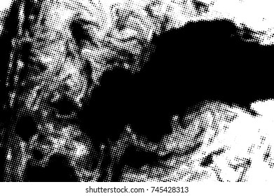 Black and white grunge texture. Abstract halftone background. Vector pattern