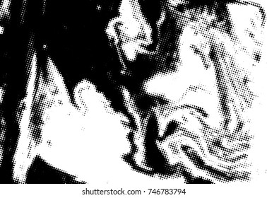 Black and white grunge texture. Abstract halftone background. Vector pattern