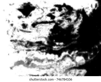 Black and white grunge texture. Abstract halftone background. Vector pattern