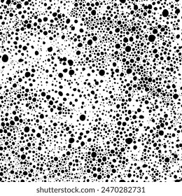Black and white grunge texture of bubbles or drops of ink splashed on white seamless background