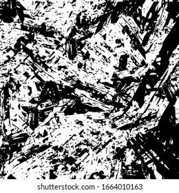 Black and white grunge texture. Chaotic monochrome background. Abstract vector surface