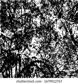 Black and white grunge texture. Chaotic monochrome background. Abstract vector surface
