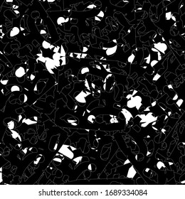 Black and white grunge texture. Chaotic monochrome background. Abstract vector surface