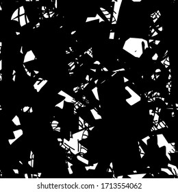 Black and white grunge texture. Chaotic monochrome background. Abstract vector surface
