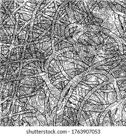 Schwarz-Weiß-Grunge-Textur. Chaotische, einfarbige Hintergrund. Abstrakte Vektoroberfläche