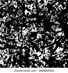Black and white grunge texture. Chaotic monochrome background. Abstract vector surface
