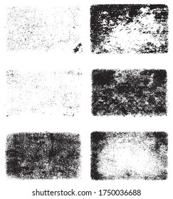 Black and white grunge texture. A set of backgrounds of dirt, cracks, and dust. Abstract monochrome spots