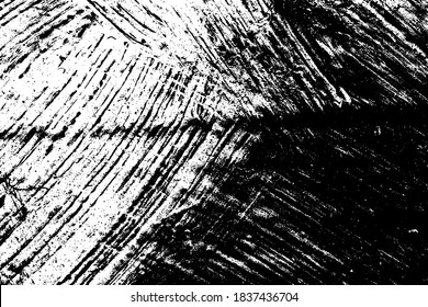 Black and white grunge texture. Black streaks of paint, ink, and dirt. Abstract monochrome background. Pattern of scratches, chips, and wear