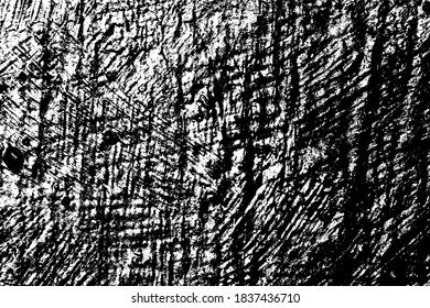 Black and white grunge texture. Black streaks of paint, ink, and dirt. Abstract monochrome background. Pattern of scratches, chips, and wear