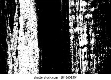 Schwarz-Weiß-Grunge-Textur. Schwarze Streifen von Farbe, Tinte und Schmutz. Abstrakter einfarbiger Hintergrund. Muster von Kratzern, Chips und Verschleiß