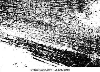 Black and white grunge texture. Black streaks of paint, ink, and dirt. Abstract monochrome background. Pattern of scratches, chips, and wear