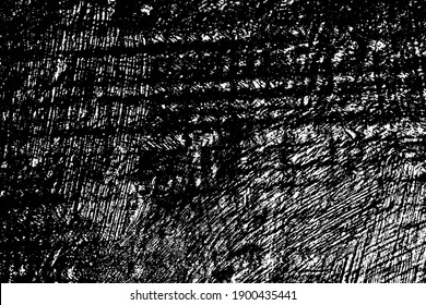 Schwarz-Weiß-Grunge-Textur. Schwarze Streifen von Farbe, Tinte und Schmutz. Abstrakter einfarbiger Hintergrund. Muster von Kratzern, Chips und Verschleiß