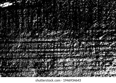 Schwarz-Weiß-Grunge-Textur. Schwarze Streifen von Farbe, Tinte und Schmutz. Abstrakter einfarbiger Hintergrund. Muster von Kratzern, Chips und Verschleiß