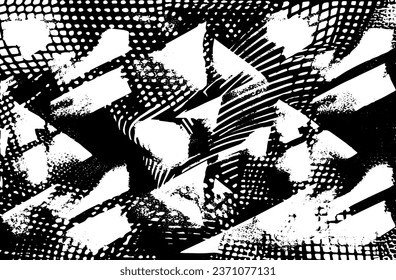 Black and white grunge texture. Black streaks of paint, ink, and dirt. Abstract monochrome background. Pattern of scratches, chips, and wear