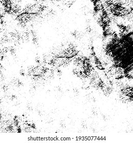 Black and white grunge texture. Vector abstract monochrome background. Old worn surface covered with dirt, scratches, cracks