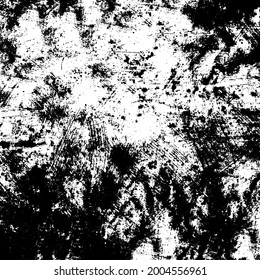 Textura de grano negro y blanco. Fondo monocromo abstracto vectorial. Superficie vieja cubierta de suciedad, arañazos, grietas