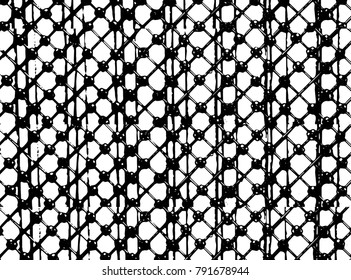 Black and white grunge texture. Vector abstract vintage grid pattern. Monochrome background with noise and grain. Banner template.
