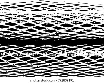 Black and white grunge texture. Vector abstract vintage grid pattern. Monochrome background with noise and grain. Banner template.