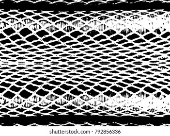 Black and white grunge texture. Vector abstract vintage grid pattern. Monochrome background with noise and grain. Banner template. imitation of snake skin