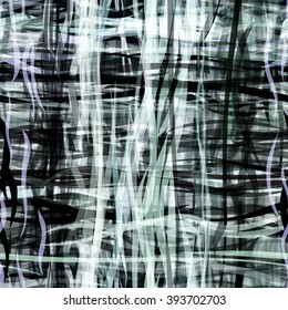 Black and white. Grunge texture. Wavy lines. Seamless abstract pattern