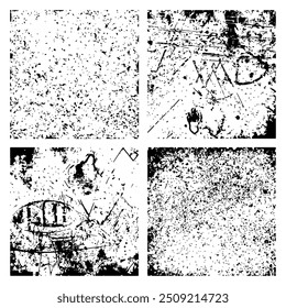 Schwarz-Weiß Grunge Texturen. Vier Texturen, Vektorgrafik