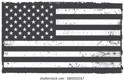 Black and white grunge USA flag.