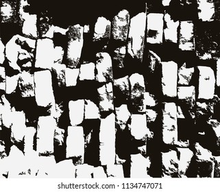 Black and white grunge, vector texture. Abstract background. Effect of grain and noise. Template for design, retro style.