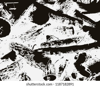 Black and white grunge, vector texture. Abstract background. Effect of grain and noise. Template for design, retro style.