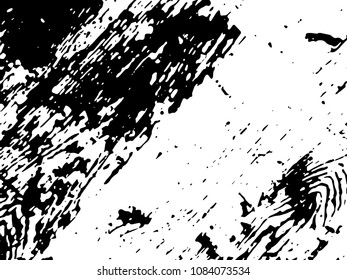 Black and white grunge wood texture. Vector abstract vintage pattern. Monochrome background with noise and grain. Banner template. Dark wooden wall