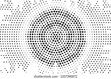 Black and white grungy abstract background. Monochrome glitch dot surface. Dotwork texture. Diagonal gradient vector background. Retro halftone overlay. Vintage distressed effect. Industrial texture