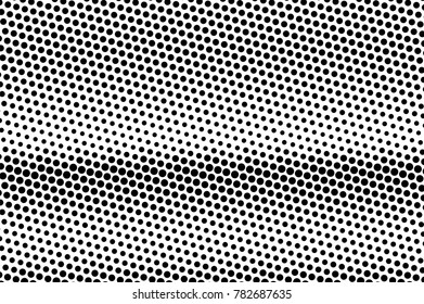 Black white grungy dotted gradient. Half tone vector background. Noisy dotted halftone. Abstract monochrome texture. Black ink dot on transparent backdrop. Pop art dotwork. Retro design 