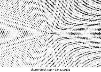 Black and white grungy vector texture. Distressed uneven surface. Broken and distorted monochrome halftone. Digital vintage overlay. Ink spots on white.  Abstract rough foreground. Black splatter grit