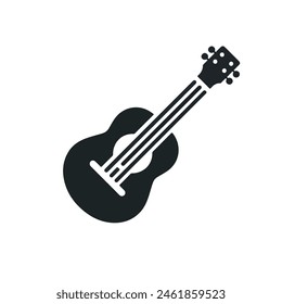 Black and white guitar. Acoustic and electric guitar outline musical instrument Vector isolated silhouette guitare doodle.