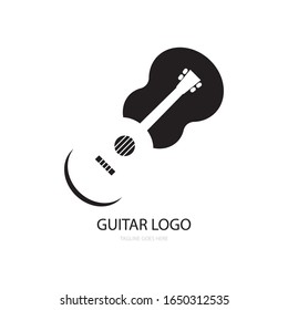 black and white guitar logo vector