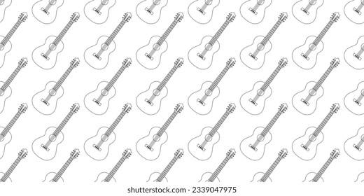 black white guitar seamless pattern