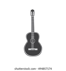 Black and white Guitar. Vector illustration of a guitar isolated on a white background.