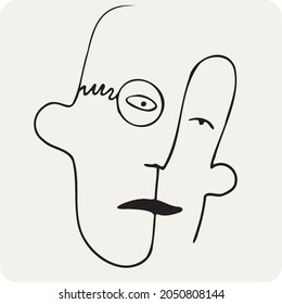black and white guy with monocle