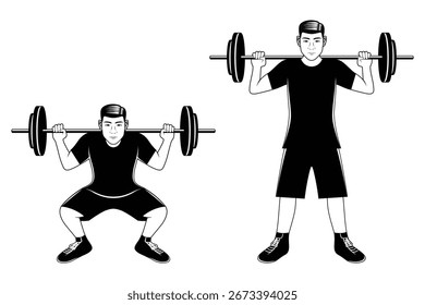 Ilustração Vetor de Barbell de Ginásio Preto e Branco