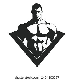 Black and white gym bodybuilde logo vector 