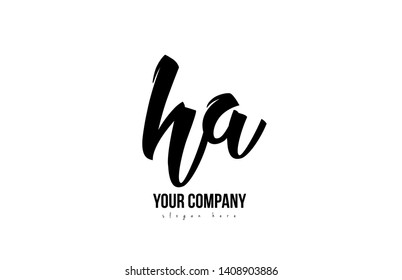 black and white ha h a alphabet letter combination suitable as a logo icon design for a company or business