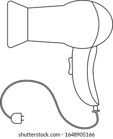 black and white hair dryer flat vector icon beauty